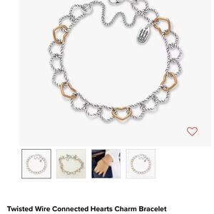 Twisted Wire Connected Hearts Charm Bracelet